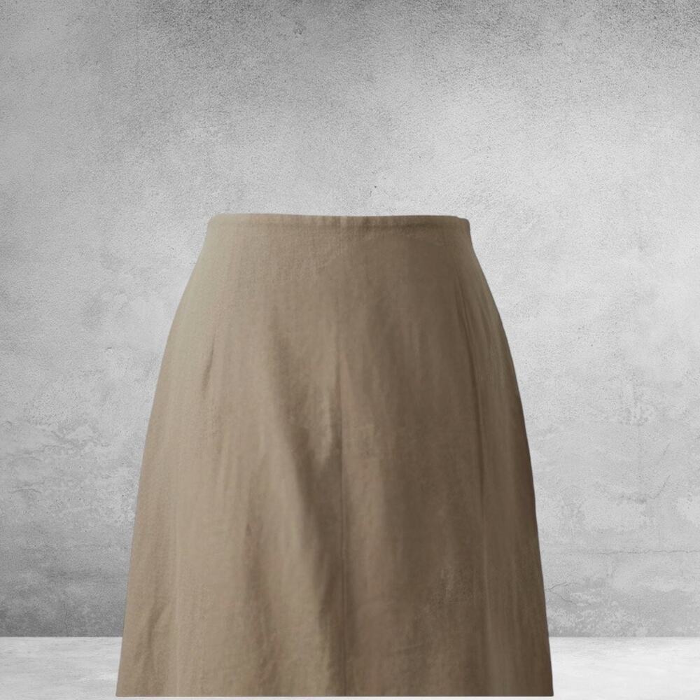 VTG Christopher & Banks Skirt Women's 6 Tan Linen Blend Lagenlook Midi Maxi 90s - Picture 6 of 11